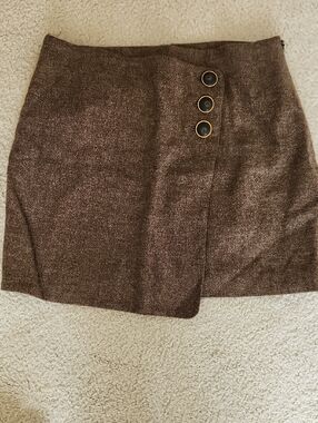 Sezane Peter Skirt Brown Wool SZ 40